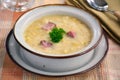 Potato leek soup with ham