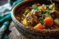 Homemade Hearty Vegetable Stew in a Rustic Bowl