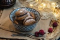 Homemade honey biscuits and a cup of aromatic coffee