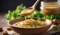 Homemade honey mustard salad dressing Royalty Free Stock Photo