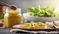 Homemade honey mustard salad dressing Royalty Free Stock Photo
