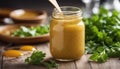 Homemade honey mustard salad dressing Royalty Free Stock Photo