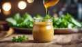 Homemade honey mustard salad dressing Royalty Free Stock Photo