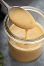 Homemade honey mustard sauce in a glass jar Royalty Free Stock Photo