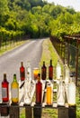 Homemade honey and wine for sale on the roadside,in the morning sun, near lake Skadar,Montenegro