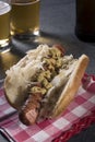 Homemade hotdog Bratwurst with sauerkraut