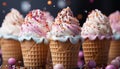 Homemade ice cream cone brings joy to birthday celebration generated by AI