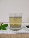 Ice tea with basil seeds Royalty Free Stock Photo