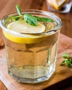 Homemade ice tea with lemon and mint leaves. Royalty Free Stock Photo