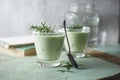 Homemade iced matcha latte tea. Royalty Free Stock Photo