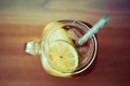Homemade icetea with lemon and lime