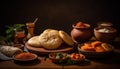 Homemade Indian bread baked with fresh cilantro generated by AI