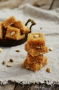 Homemade indian sweets with chickpeas, coconut flakes, cardamom Royalty Free Stock Photo