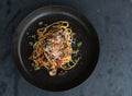 Homemade ingredients Spaghetti pasta dish Royalty Free Stock Photo