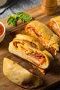 Homemade Italian Stromboli with Pepperoni Royalty Free Stock Photo