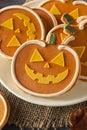 Homemade Jack O'lantern Pumpkin Cookie Royalty Free Stock Photo