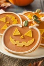 Homemade Jack O'lantern Pumpkin Cookie Royalty Free Stock Photo