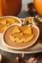 Homemade Jack O'lantern Pumpkin Cookie Royalty Free Stock Photo