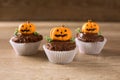 Homemade Jack O'lantern Pumpkin cupcakes