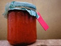 Jam jar with pink label Royalty Free Stock Photo