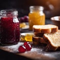 Homemade jam on the kitchen table