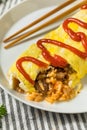 Homemade Japanese Omurice Rice Omelet