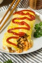 Homemade Japanese Omurice Rice Omelet