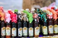 Homemade jars of jam. Food festival in Bucharest, Romania, 2022