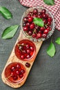 Homemade juice with fresh cherries Royalty Free Stock Photo