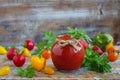 Homemade ketchup in a glass jar Royalty Free Stock Photo