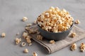 Homemade Kettle Corn Popcorn with Salt in a Bowl, side view Royalty Free Stock Photo