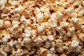 Homemade Kettle Corn Popcorn with Salt, top view. Flat lay, overhead, from above Royalty Free Stock Photo