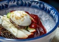 Homemade Korean cold noodle meal naengmyeon