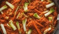 Homemade Korean Kimchi with Chinese cabbage- scallions and carrots