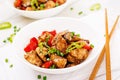 Homemade kung pao chicken with peppers and vegetables. Royalty Free Stock Photo