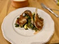 Homemade Lamb Chops with Chard Food Vegetables and Potatoes served in Plate Royalty Free Stock Photo