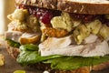 Homemade Leftover Thanksgiving Dinner Turkey Sandwich Royalty Free Stock Photo