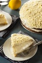 Homemade Lemon Cake with Cream Frosting Royalty Free Stock Photo