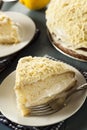 Homemade Lemon Cake with Cream Frosting Royalty Free Stock Photo