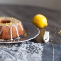 Homemade lemon cake with icing