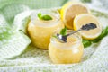 Homemade lemon curd with fresh lemons Royalty Free Stock Photo