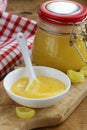 Homemade lemon curd in glass jar Royalty Free Stock Photo