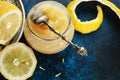 Homemade lemon curd jar Royalty Free Stock Photo