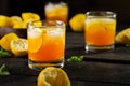 Homemade lemon iced tea glass Royalty Free Stock Photo