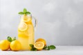 Homemade Lemonade with Mint - Refreshing Citrus Drink for a Hot Summer Day with copy space Royalty Free Stock Photo