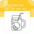Homemade lemonade with outline style isolated on white background. Vector illustration lemon juice sign symbol icon concept Royalty Free Stock Photo