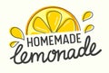 Homemade Lemonade Poster with Doodle Style Citrus Slice, Juicy Droplets and Hand Written Lettering for Banner