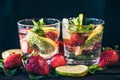 Homemade lemonade with strawberries and mint Royalty Free Stock Photo