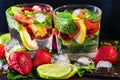 Homemade lemonade with strawberries and mint Royalty Free Stock Photo