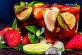 Homemade lemonade with strawberries and mint Royalty Free Stock Photo